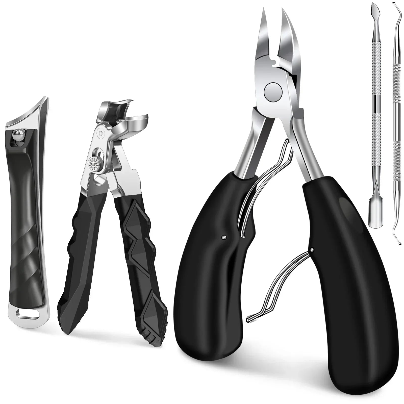 Professional toenail clippers set with ergonomic handles for thick toenails and seniors